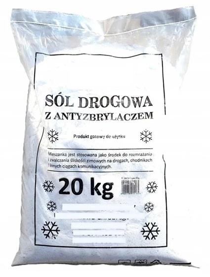 Sól drogowa z antyzbrylaczem paleta 1000 kg (50x 20 kg)