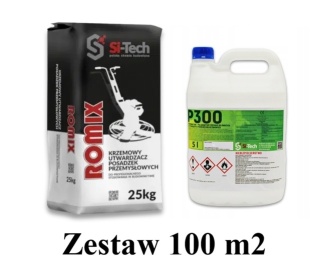 ROMIX ZESTAW 100 m2 Posypka utwardzająca do betonu i impregnat do posadzek przemysłowych