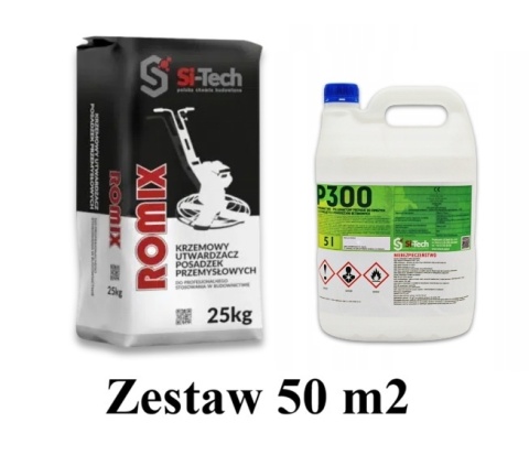 ROMIX ZESTAW 50 m2 Posypka utwardzająca do betonu i impregnat do posadzek przemysłowych