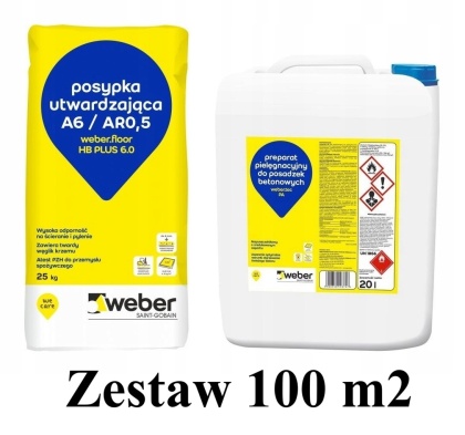WEBER ZESTAW 100 m2 Posypka utwardzająca do betonu i impregnat do posadzek przemysłowych